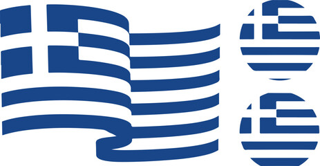 Obraz premium Greek flag vector illustration with waving and circle flat designs