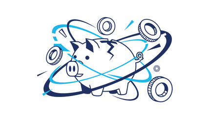 Pig character riding skateboard with motion lines. © Sri