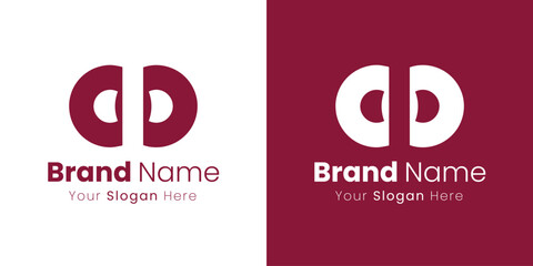 Obraz premium A bold abstract maroon logo design resembling mirrored 'CD' letters. brand identity logo design