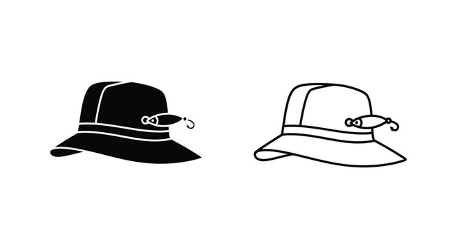 Black and white hats with chin straps Vector