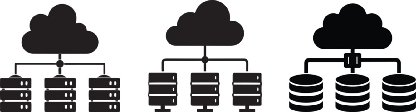 Cloud computing icon set &ndash; data storage, server network and online database vector .