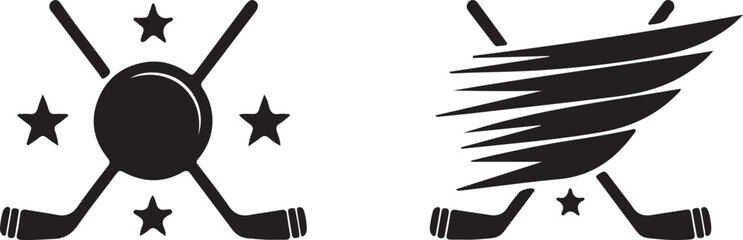 Obraz premium Hockey, sports, icons, set, black, vector graphics, athletic, logos, symbols, illustrations
