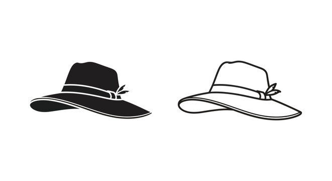 Black and white hats with ribbons Vector