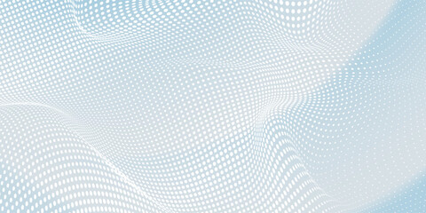 Abstract technology background of white dots with soft gradient waves. © Sonia