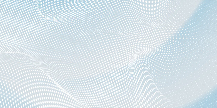 Abstract technology background of white dots with soft gradient waves.