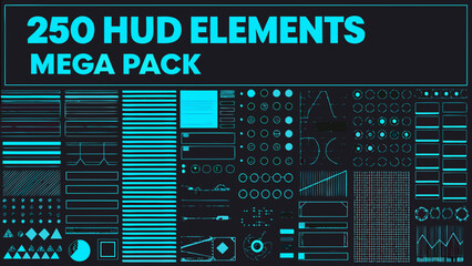 Fototapeta premium A collection of 250 hud elements and a mega pack for interface design