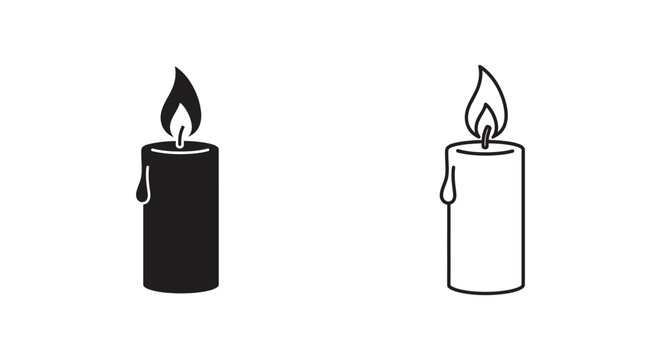 Black and white candles with flames Vector
