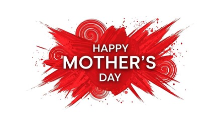 Naklejka premium Happy Mother's Day Red Brush Stroke Graphic