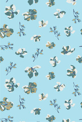 Fototapeta premium Tiny flower pattern. Ditsy floral seamless pattern. Small little flower background. Repeat pattern. Ditsy print. Hand draw wallpaper. Watercolours, Ditsy floral flower pattern for fabric, paper 