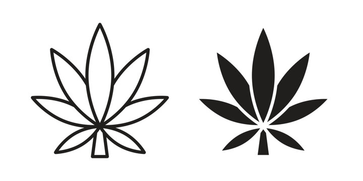 Cannabis icons vector silhouette set. thin line icon pack.