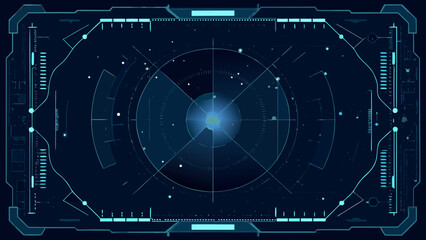 Obraz premium Futuristic heads up display with a central targeting reticle and data points