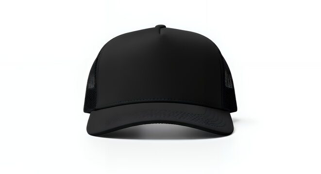 Blank black trucker hat mockup on white background hat mockup mockup cap hat template fashion clothing baseball front sport isolated blank