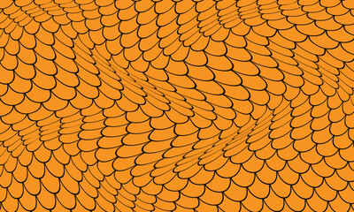 abstract black fish scale wave pattern on orange perfect for banner poster background. © shajada