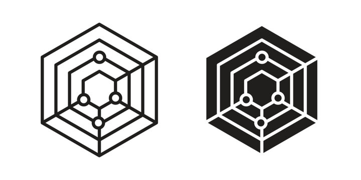 Chart-radar icons vector silhouette set. thin line icon pack.