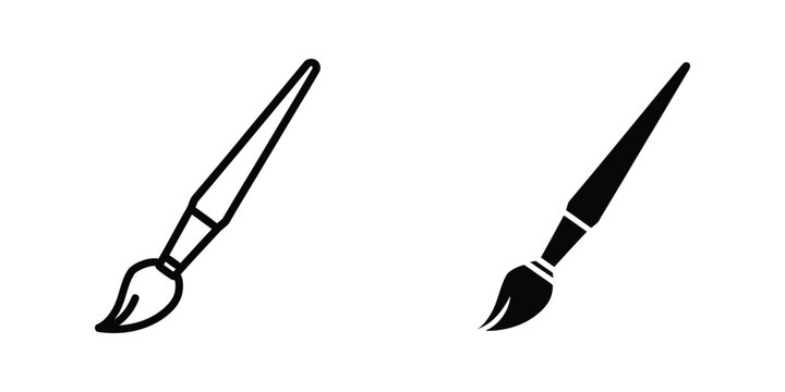 Two contrasting paintbrushes standing side by side in a minimalist design