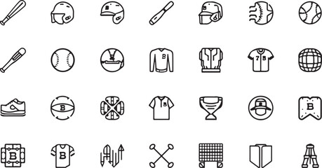 Fototapeta premium Sports icons, athletic symbols, fitness logos, 40 sports graphics set