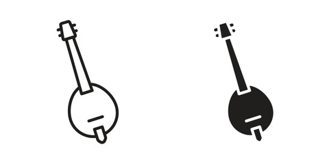 Fototapeta premium Banjo icons Black symbol on transparent background. EPS10