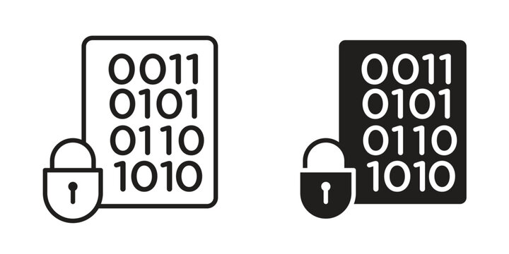 Binary Lock icons Black symbol on transparent background. EPS10