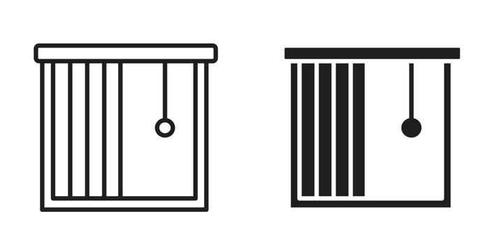 Blinds open icons Black symbol on transparent background. EPS10