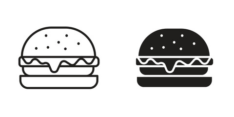 Fototapeta premium Cheese burger icons Black symbol on transparent background. EPS10