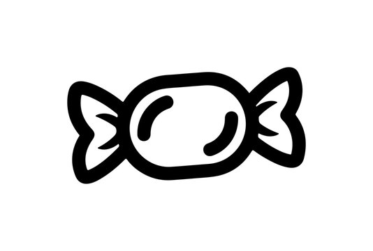 Black and White Cartoon Hard Candy Icon