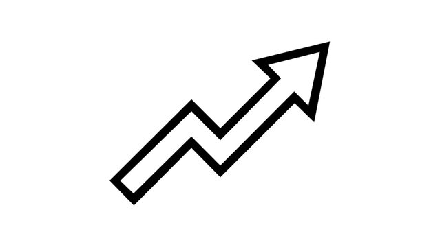 Minimalist upward trending arrow vector icon illustration symbolizing business growth, financial success, market increase, and positive progress. Scalable flat design for professional data charts.