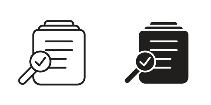 Compliance document icons Black symbol on transparent background. EPS10