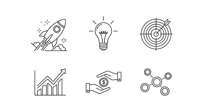 Business icons for growth strategy.