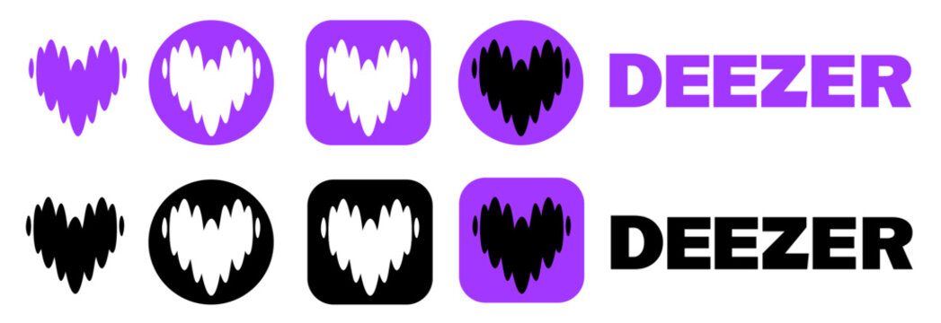 Deezer music streaming app logo icon set