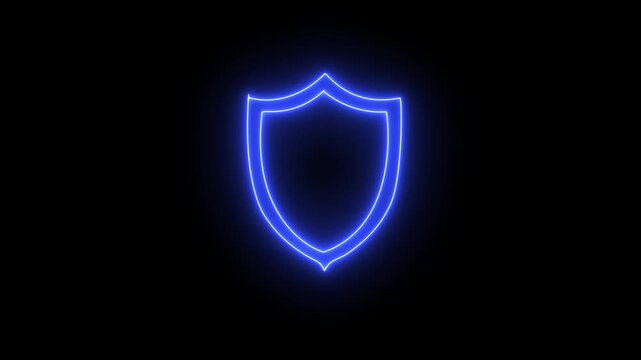 glowing neon line of padlock shield animated icon. Secure service, protect data, cyber shield, antivirus solution, internet safety, firewall system, privacy concept.