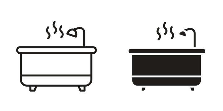 Hot tub icons Black symbol on transparent background. EPS10