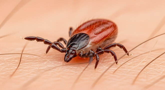 a close-up view of a tick on human skin with natural lighting close up detail view natural lighting
