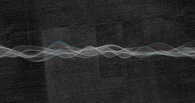 On start layered wave starting ribbon swelling crossing sliding visualizing signal on dark fabric