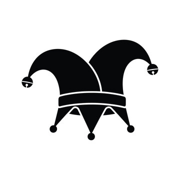 A black jester's hat with white trim and three points