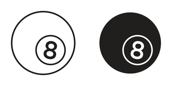Pool 8 ball icons Black symbol on transparent background. EPS10