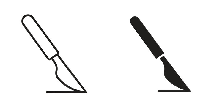 Scalpel path icons Black symbol on transparent background. EPS10