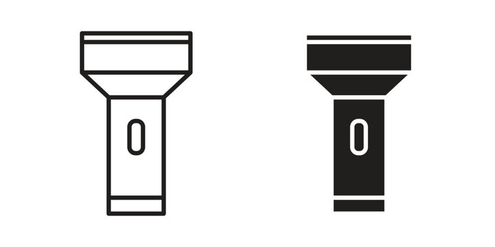 Flashlight icons vector silhouette set. thin line icon pack.