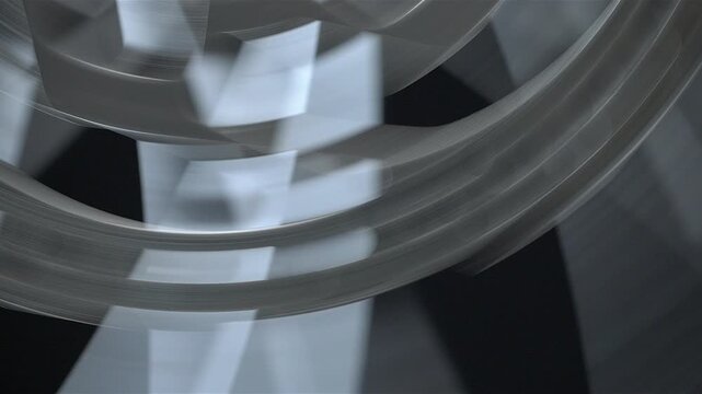 Close up bicycle wheel with disk brake turning 