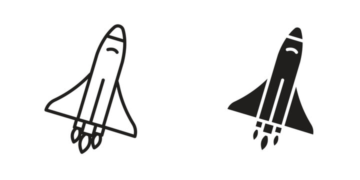 Space shuttle icons Black symbol on transparent background. EPS10