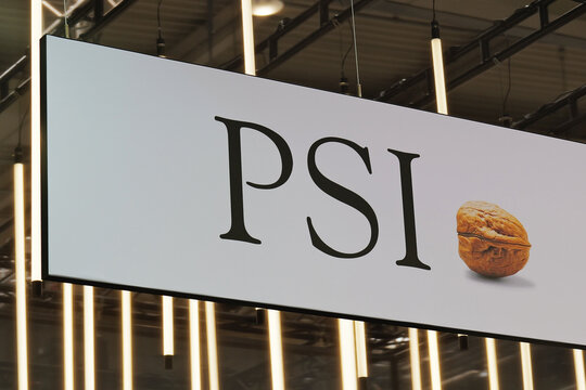 Hannover, Lower Saxony, Germany - April 3, 2025: Logo of PSI AG in Hanover, Germany - PSI develops and sells its own software products and complete systems for optimization of energy