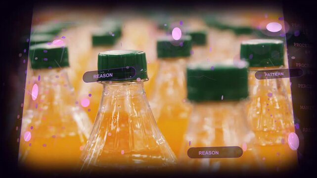 Camera pushing center bottle focusing while HUD tags pinning REASON, PATTERN to inspect