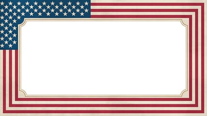 Obraz premium Portrait American flag theme style rectangular square frame or border vertical template USA red blue for independence day document, invitation decorative 4th July patriotic celebrations. 