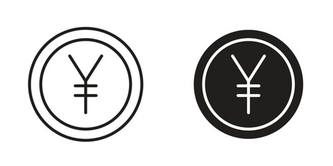 Yen icons Black symbol on transparent background. EPS10