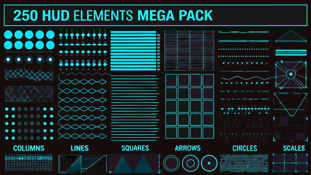Neon hud elements mega pack a collection of digital interface graphics