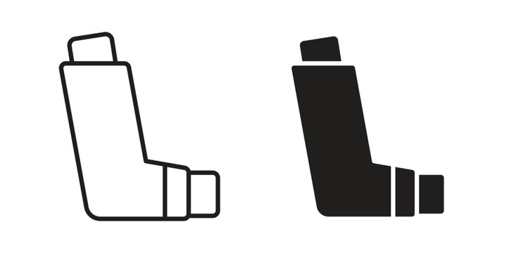 Inhaler icons vector silhouette set. thin line icon pack.