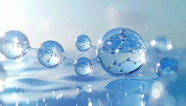 Wasserblasen bilden H2O &ndash; wissenschaftliche Darstellung