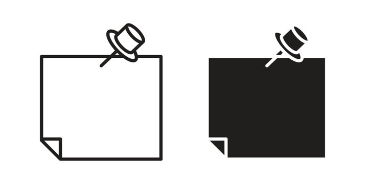 Note sticky icons vector silhouette set. thin line icon pack.