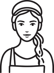 Obraz premium Hand Drawn Beautiful Female Farmer Black and White Illustration in Minimal Solid Art Style Design
