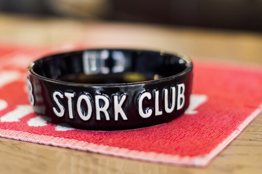 Barcelona, Spain - June 4, 2021. Stork Club ashtray. nightclub in Manhattan, New York. During its existence from 1929 to 1965