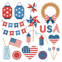 Obraz premium American patriotic symbols and decorations for Independence Day celebrations festive USA icons